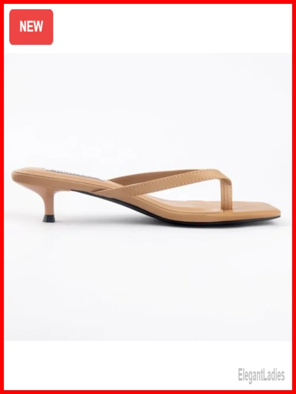 Kitten Heel Thong Sandals PU Leather Comfort Slip-On Women